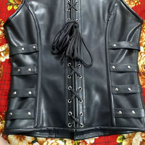 2026 Mens Corset Vest Real Leather Steel Boned Steampunk Gothic Business Waistcoat US - Product Image 5