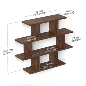 Nuevo Librero de Pared Senara de 4 Niveles, Diseño de Madera de Ingeniería, Organizador de Libros y Archivador para Decoración - Product Image 6