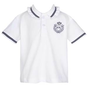 Camisa Blanca Estilo Preppy para Mujer CHAIKO HOUSE, Manga Corta, Logotipo Bordado, Tela Oxford Transpirable, Corte Regular - Product Image 4