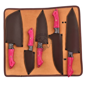 New Design Custom Handmade Chef <b>Knives</b> J2 Stainless Steel Powder Coated <b>Sharp</b> Blade Luxury Kitchen <b>Knife</b> <b>Set</b> w/ Pakkawood Handle - Product Image 5