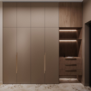 Armoire autoportante en bois moderne tendance, nouvelle, pour salon, chambre à coucher, dressing, meubles de luxe gris, armoires portables hautes - Product Image 2