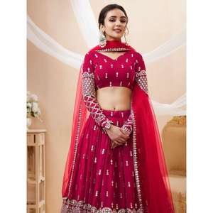 Fantastique vêtements de mariage en Georgette à paillettes rose vif Lehenga Choli - Product Image 4