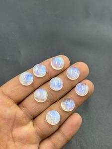 Pierre de lune arc-en-ciel naturelle ronde de 10 mm, cabochon, pierre précieuse, feu blanc bleu éclatant, pierre lâche pour bague, pendentif, boucles d'oreilles, fabrication de bijoux - Product Image 3