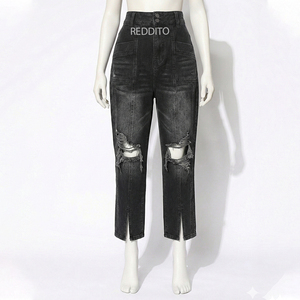 Pantalones Cargo Vaqueros de Lona para Mujer, a la Moda, de Venta Caliente, Ajustados, Resistentes al Viento, Lavado Medio, Transpirables, Casuales, Estilo Urbano, para Invierno - Product Image 1