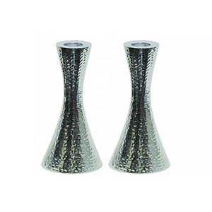 High Quality Handcrafted Nickel Candle Holders with Ribbed Detail Tabletop Modernism <b>Desk</b> Candle Holder Home & Event Occasion - Product Image 5