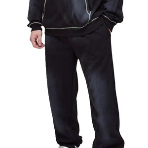 Ensemble survêtement décontracté pour homme, couleur unie, coupe ample, sweat à capuche et pantalon de survêtement, manches longues, respirant, en polyester de poids moyen - Product Image 3