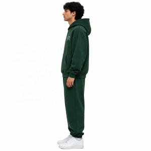 Conjuntos de chándal de forro polar oversize de dos piezas para hombre con hombros caídos, sudaderas con capucha transpirables, proveedor mayorista - Product Image 4