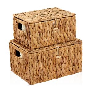 Cesta de Almacenamiento de Jacinto de Agua Hecha a Mano, Resistente, Rectangular, Cesta de Lavandería, Forma Redonda, Estilo Boho, Venta al Por Mayor - Product Image 2