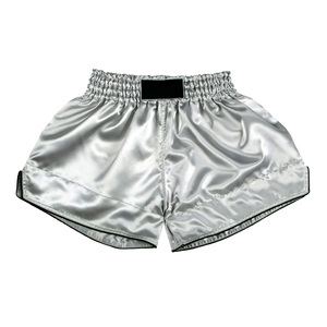 Traditional Style Satin Embroidered Fight <b>Short</b> For Muay Thai With Customizable Front Blank <b>Patch</b> For Authentic Muay Thai <b>Shorts</b> - Product Image 1