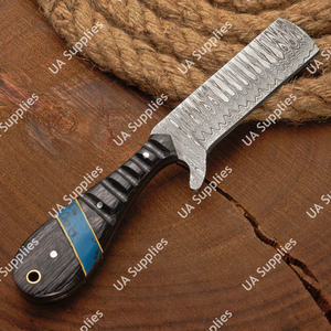 Couteau de boucher western en acier Damas fait main, manche en bois Pakka noir, personnalisable OEM/ODM, vente en gros - Product Image 5