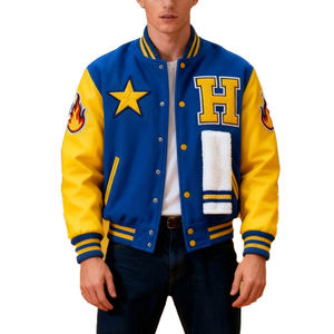 Veste en cuir personnalisée pour homme, veste de varsity, uniforme d'équipe, veste de baseball, broderie en tissu éponge, haute qualité - Product Image 1