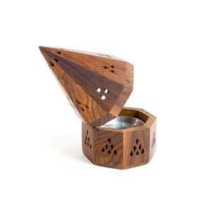 Porta Incienso de Madera Multiusos para Incienso en Cono o Virutas de Bakhoor Oud, para Tradiciones Culturales, Hogar, Ecológico, SHEERI - Product Image 5