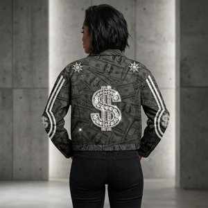 Chaqueta con cremallera y gráfico de diamantes de imitación personalizados, ropa de calle premium, moda casual, ropa exterior para hombres y unisex. - Product Image 6