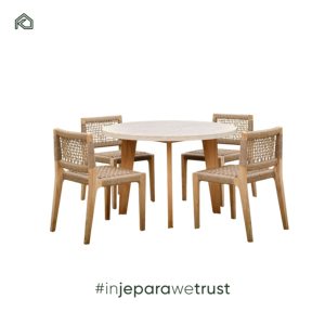 Silla de Jardín Moderna y Minimalista de Madera de Teca para Todo Clima, con Doble Mimbre, Fácil de Montar, Muebles de Patio para Comer al Aire Libre - Cakra - Product Image 5
