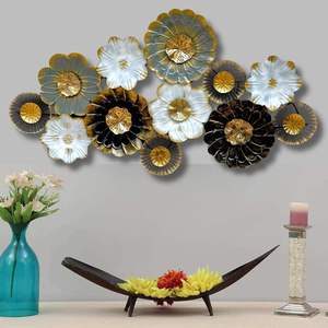 Escultura de Pared Metálica 3D de Estilo Art Deco con Diseño Floral Moderno de Daystar Trade, Forma Irregular para Sala de Estar, Dormitorio, Boda, Ramadán - Product Image 1