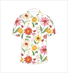 Camiseta Polo Personalizada con Estampado Floral de Margaritas y Mariquitas, Manga Corta, Casual, Verano, Estampado Completo, para Hombre y Mujer - Product Image 1