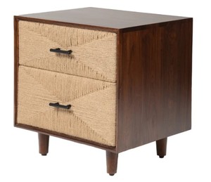 Modern Jute Rope Weave Nightstand 2 Drawer Wood <b>Bedside</b> Table Midcentury Bedroom Furniture Handmade <b>Storage</b> Cabinet - Product Image 4