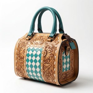 Hand Embroidered Genuine Leather Shoulder Bag Women <b>Handbag</b> Zipper Purse Portable Daily Travel Bag Luxurious Look - Product Image 1