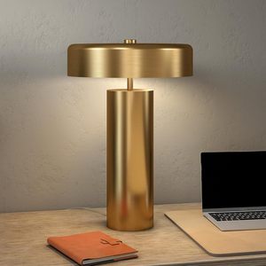 Luxury Gold Metal Table <b>Lamp</b> Mid Century Modern 1 Light Drum Shade Bedside <b>Lamp</b> for Home Living Room Office Decor - Product Image 4