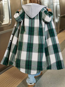 Women's Casual Striped Flannel Varsity Jacket with Long Sleeves Front Buttons Windproof & Stylish Design for Autumn Winter - Product Image 5