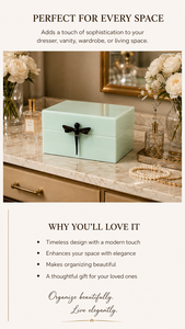 Luxury Mint Color Mirror <b>Glass</b> Decorative Storage Box Dragonfly <b>Knob</b> Premium Jewelry Vanity Organizer Boxes Home Decor Lacquered - Product Image 2