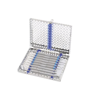 Ensemble d'instruments chirurgicaux dentaires en acier inoxydable, kit d'outils manuels couleur argent, certifié CE, poignée moletée, classe I - Product Image 2