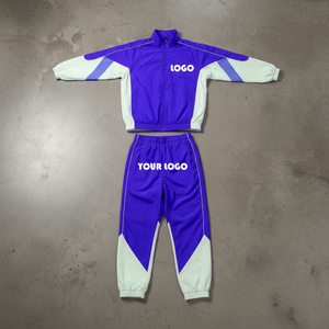 Custom Made Mens <b>Polyester</b> <b>Tracksuit</b> Set Patchwork Zip-Up Nylon Jacket & Jogger Pants Top Quality Nylon Panel Windbreaker Set - Product Image 4