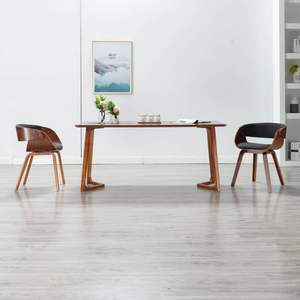 Silla de Comedor Gris y Marrón Oscuro con Madera Curvada Estándar Hecha de Poliéster - Product Image 1