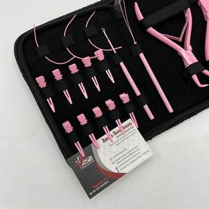 Juego al por mayor de herramientas de extensión de pelo de acero inoxidable de grado quirúrgico, juego de pinzas de eliminación y aplicador de microperlas de color rosa bebé - Product Image 3