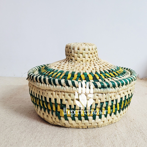 Cesta de Almacenamiento para el Hogar, Cesta de Almacenamiento de Hierba Moonj Natural, Mini Cesta con Tapa y Asa, Ecológica - Product Image 3