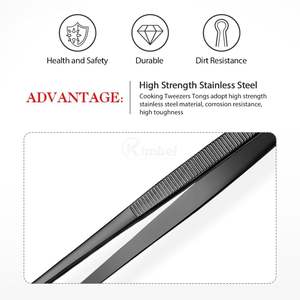 Pince de cuisine en acier inoxydable à pointe dentelée, pince de précision pour chef, outil de mise en forme alimentaire, logo personnalisé - Product Image 2