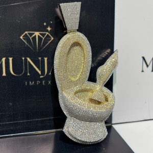 Colgante de baño de baño de plata S925 chapado en oro con diamantes de moissanita VVS, joyería hip hop personalizada, dijes finos para hombre, fiesta, IGI - Product Image 2