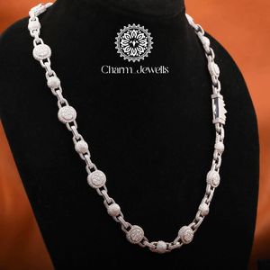 Collier unisexe en moissanite Charm Jewells, coupe brillante, chaîne à maillons sphériques, argent 925 plaqué or 14 carats, perle d'eau douce, style hip-hop, luxe - Product Image 1