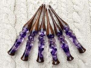 Fresh Arrival Purple Resin Crochet <b>Hook</b> Set, Handmade Ergonomic <b>Hooks</b>, Wood & Resin Needles - Product Image 1