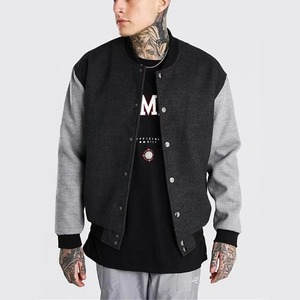 OEM Custom Men's College Varsity Wool Letterman Coats High Street Stand Collar Patchwork Wholesale Winter <b>Accessory</b> Cheap Prices - Product Image 3