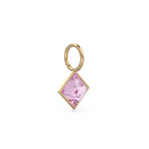 Colgante de Turmalina de 5mm en Oro Amarillo Sólido de 14k con Engaste para Joyería / Piedra de Nacimiento de Octubre / Gema Rosa con Corte Princesa - Product Image 6