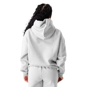 Sudadera de Forro Polar para Mujer, Color Gris Claro, Manga Larga, Informal, para Hacer Ejercicio, Gimnasio, Ropa Deportiva, Suave, Cómoda, Corte Holgado, con Capucha - Product Image 6