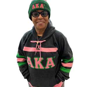 เสื้อฮู้ดฮอกกี้สีดำล้างสีแบบ AKA ปักลายตัวอักษรกรีก ยูนิเซ็กส์ สวมใส่สบาย สไตล์สตรีทแวร์ ทรงพอดีตัว - Product Image 3