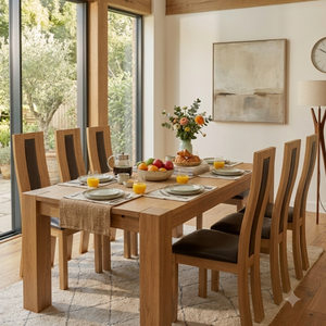 Ensemble de salle à manger en teck artisanal de luxe ARTERRA, table rectangulaire moderne, chaises en cuir pour restaurant - Product Image 5