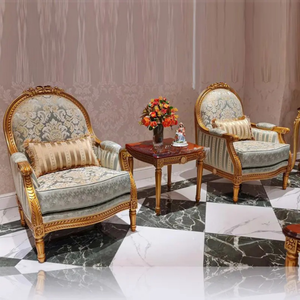 Juego de Sofás de Madera de Teca de Lujo con Encanto Vintage, Muebles Clásicos para Sala de Estar de Villa Europea, Diseño Elegante Tapizado a Mano - Product Image 2