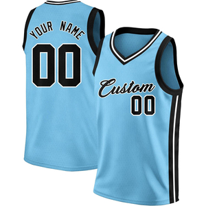 Custom Unisex <b>Light</b> Blue Basketball Jersey V <b>Neck</b> Sleeveless Sublimated Print Breathable Team Number 00 Adult All Seasons - Product Image 1