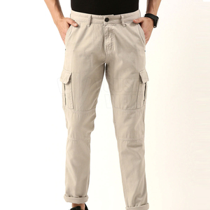 Style Sports Men's Casual Workwear Baggy <b>Cargo</b> Pants 100% Cotton Mid Waist Flat Front for Wash Breathable Windproof - Product Image 3