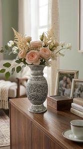 แจกันดอกไม้แกะสลักลายดอกไม้สวยงาม ขนาด 10.5 นิ้ว - Product Image 4