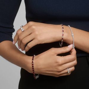 14K White Gold Cushion Station Lab Grown Diamond Tennis <b>Bracelet</b> - Product Image 4