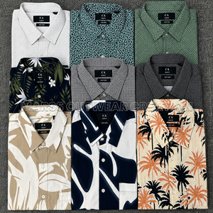 เสื้อเชิ้ตผู้ชายลายเรขาคณิต สีดำขาว แขนสั้น ผ้าโพลีเอสเตอร์ สวมใส่สบายๆ ผลิตในบังกลาเทศ พร้อมส่ง - Product Image 5