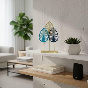 Decoración moderna de hojas metálicas en azul, dorado y azul marino para exhibir sobre la mesa - Product Image 3