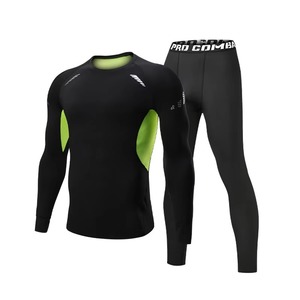 Vêtements de compression pour hommes, manches longues, sous-vêtements et leggings de compression avec panneau imprimé par sublimation, tenue de sport pour hommes - Product Image 4