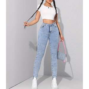 High-Waisted Women's Skinny Jeans XL Breathable <b>Slim</b> Fit Classic Denim <b>Leggings</b> Pockets Comfortable Vintage Wash Stretchy Pants - Product Image 2