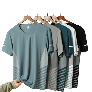 Summer Men T Shirts Running Ice Silk Thin <b>Top</b> <b>Reflective</b> Printing Quick Dry Short Sleeve Breathable Fitness Sports T-shirt - Product Image 2