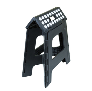 Foldable <b>Plastic</b> <b>Stool</b> with Circular Pattern Top for Home Use Modern Minimalist Design Black Color - Product Image 3